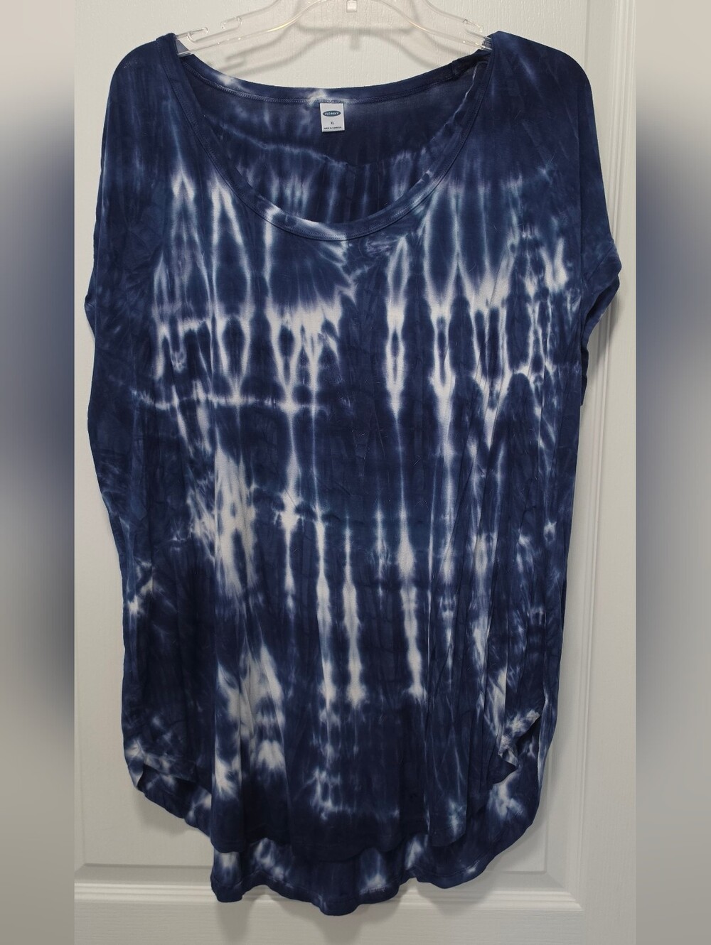 Old Navy ,Navy and White Tie-Dye Scoop Neck Top